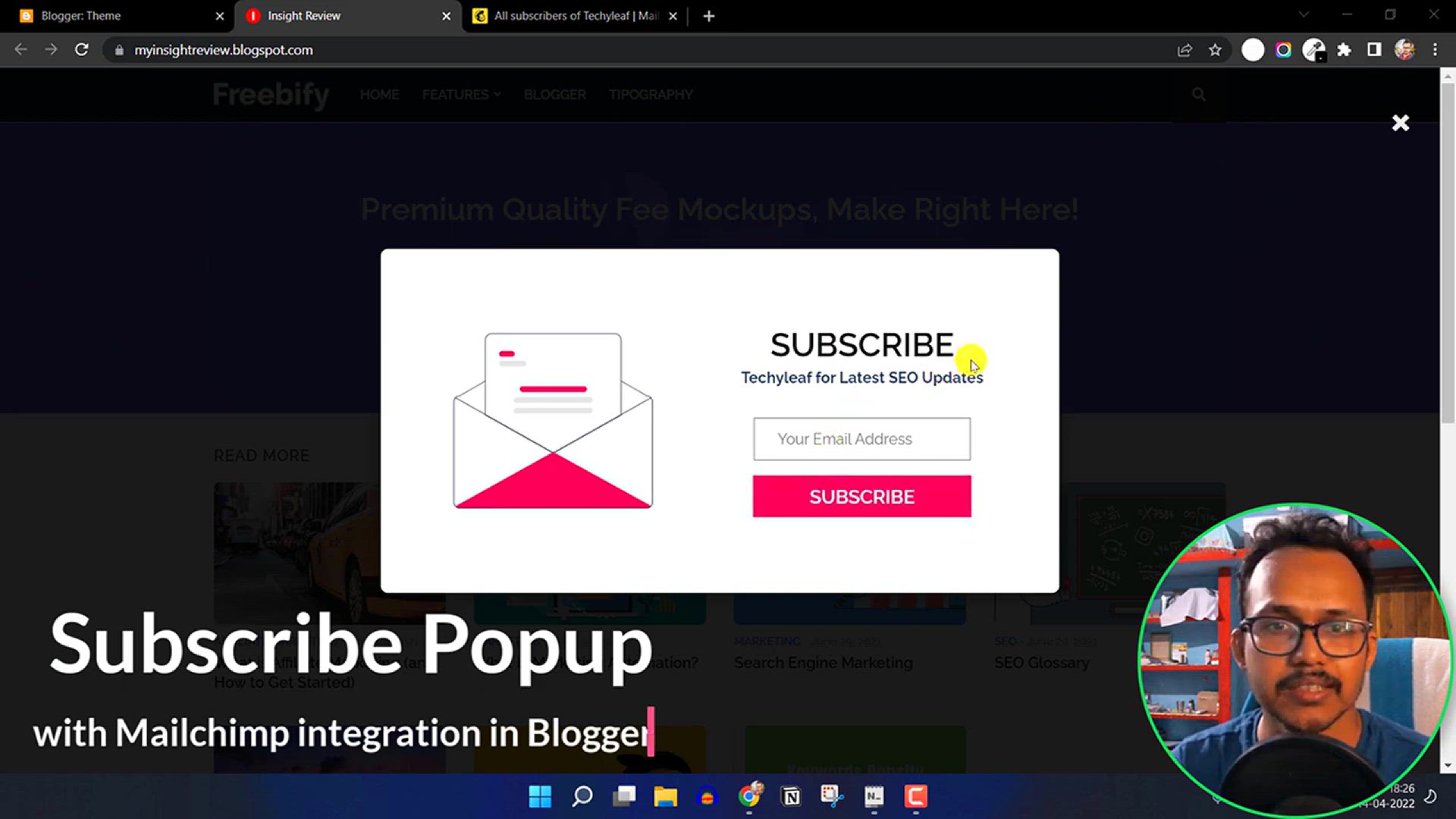 'Video thumbnail for How To Add An Email Subscription Popup to Blogger (via Mailchimp)'