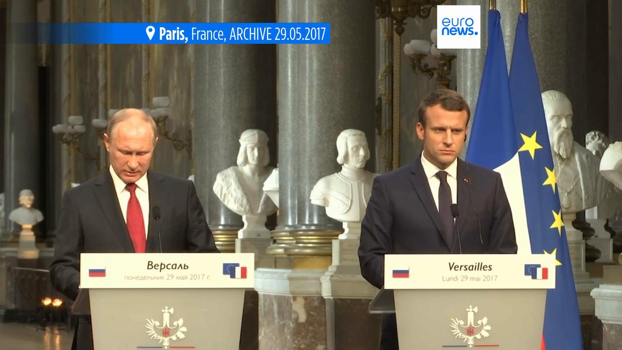 'Video thumbnail for Macron has 'substantial' phone call with Putin, their first direct talks since September 2022'
