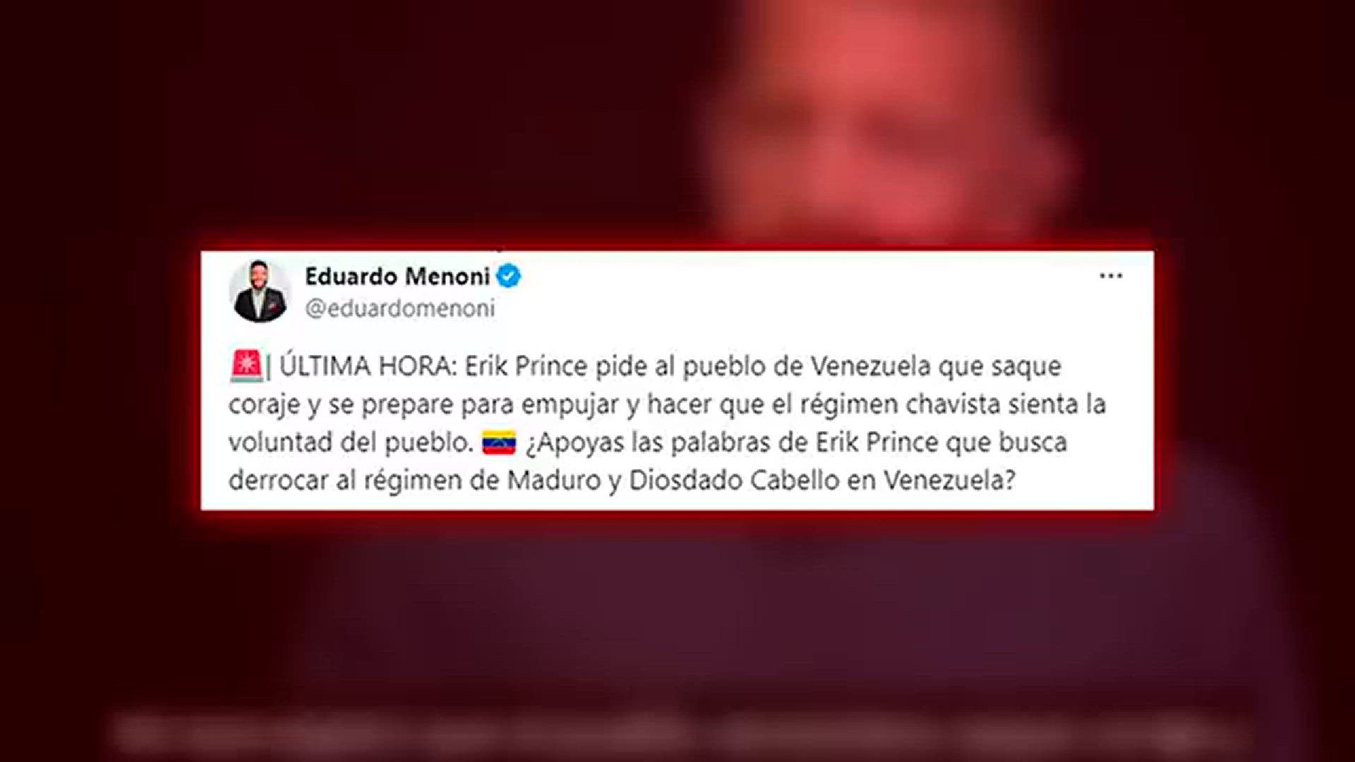 Video thumbnail for 🔴ÚLTIMA HORA VENEZUELA🔴Erik Prince pide al pueblo de Venezuela que saque coraje y se prepare