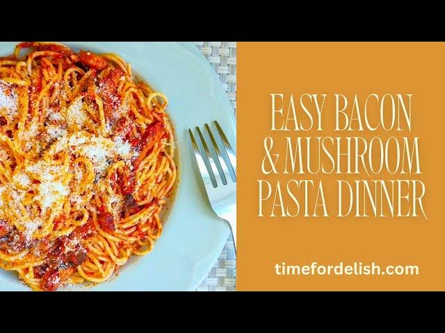 Video thumbnail for Bacon Mushroom Pasta Recipe