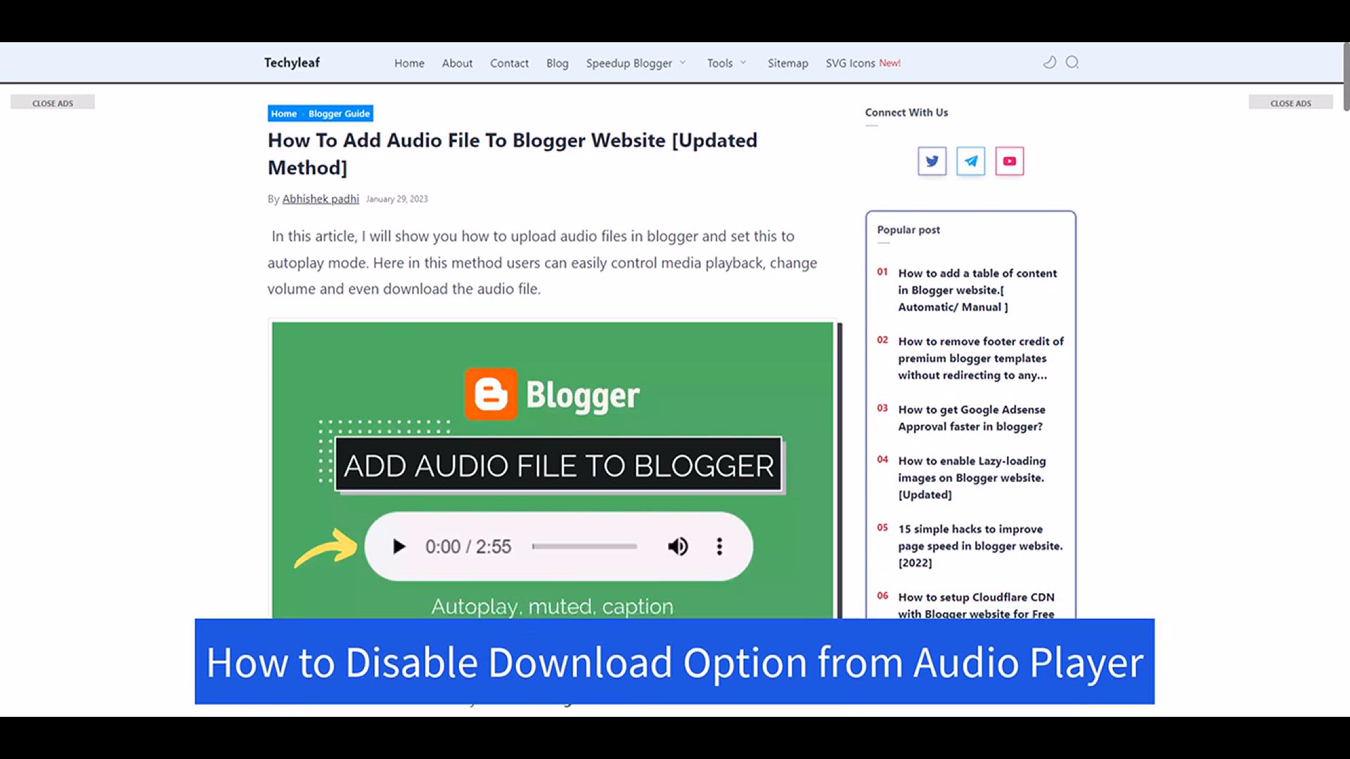 'Video thumbnail for How to Remove Download option from HTML Audio Player'