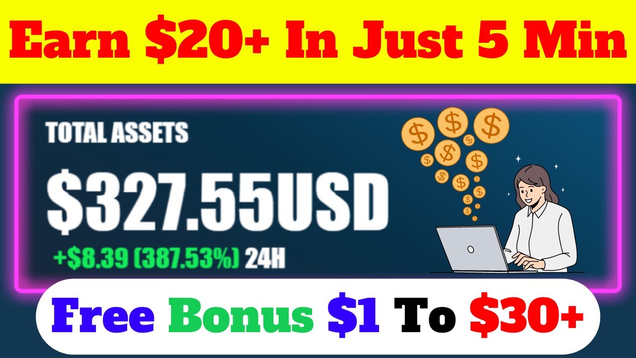Video thumbnail for Earn $20+ In Just 5 Minutes | New Earning Site | Free Bonus $1 To $30+
