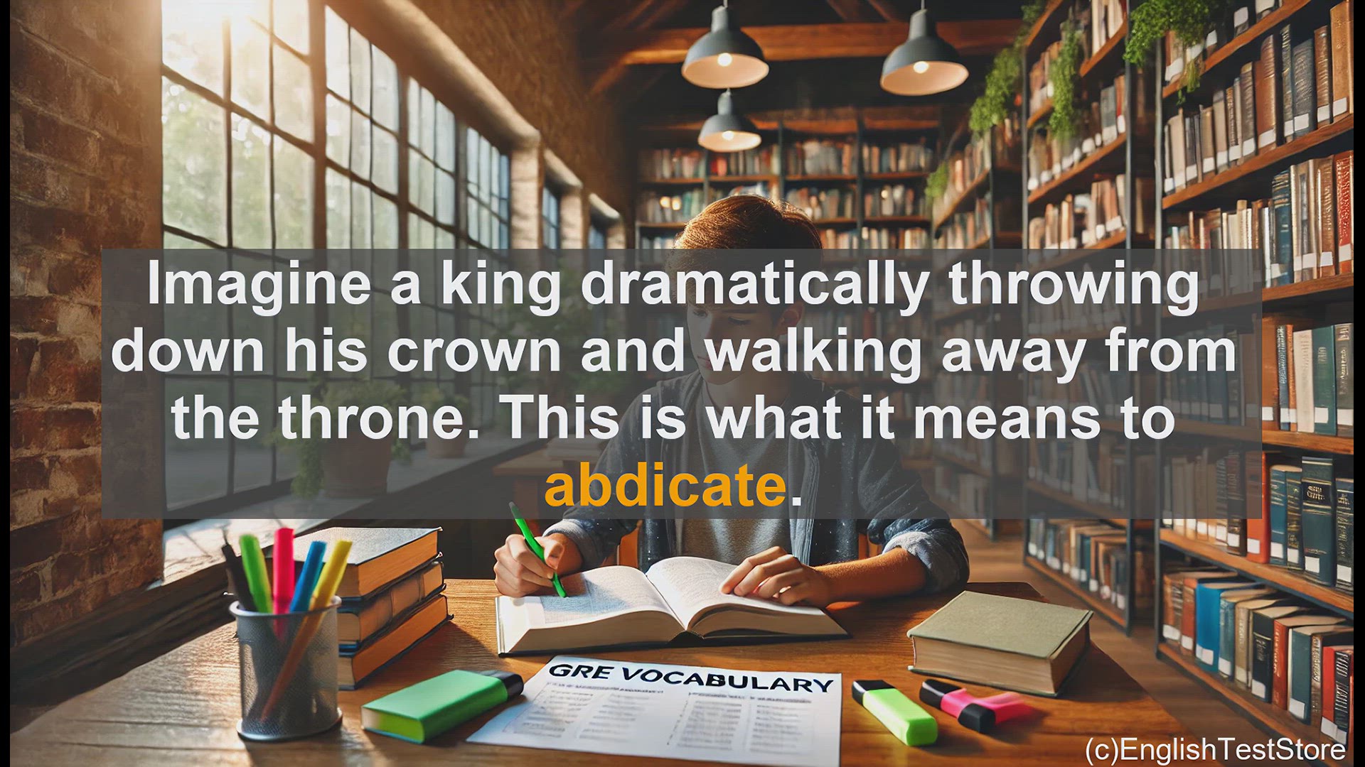 'Video thumbnail for GRE Vocabulary Lesson: Abdicate - Understanding a Powerful GRE Vocabulary Word'