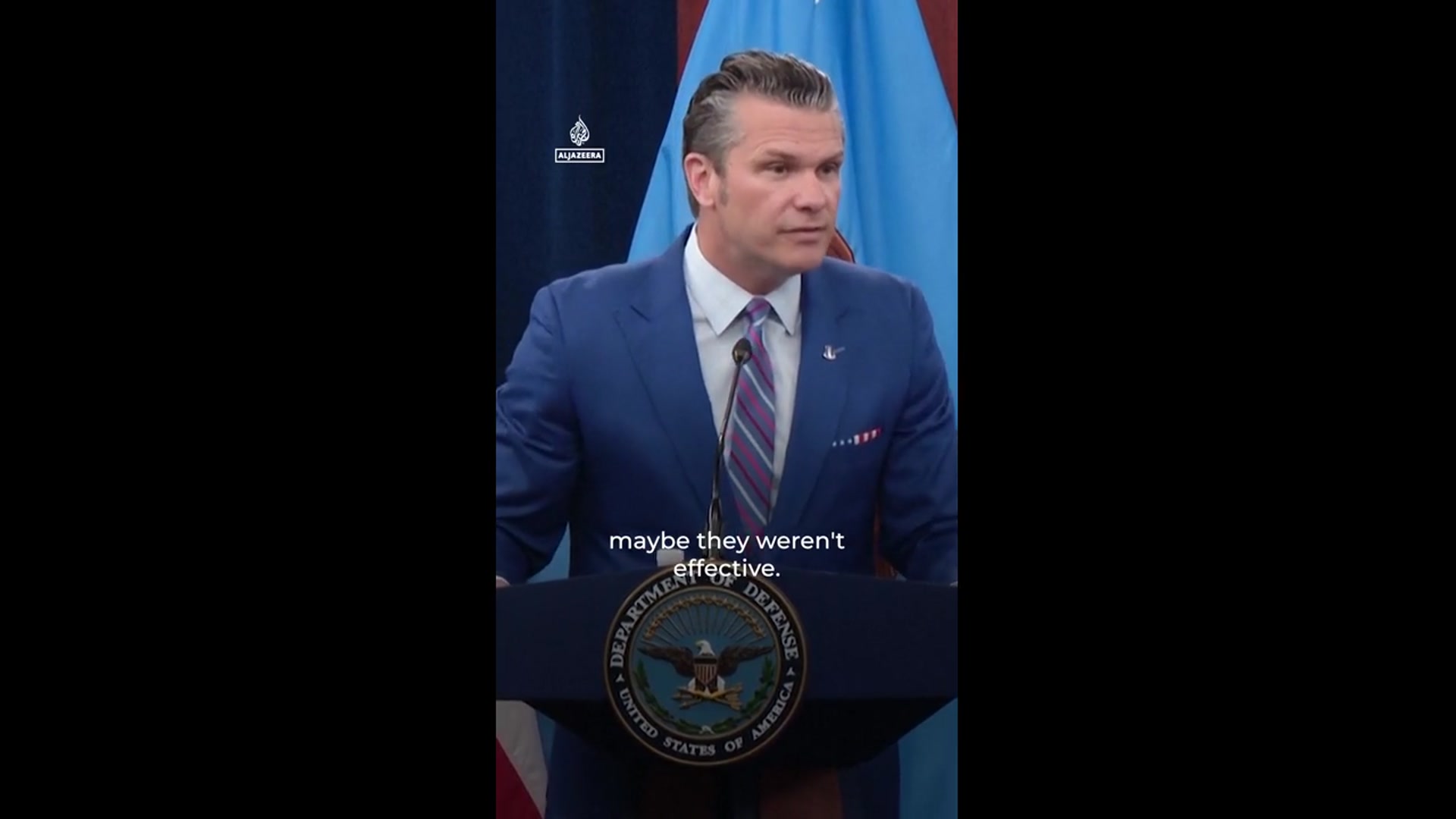 'Video thumbnail for US Secretary of Defense attacks media for questioning Iran strikes'