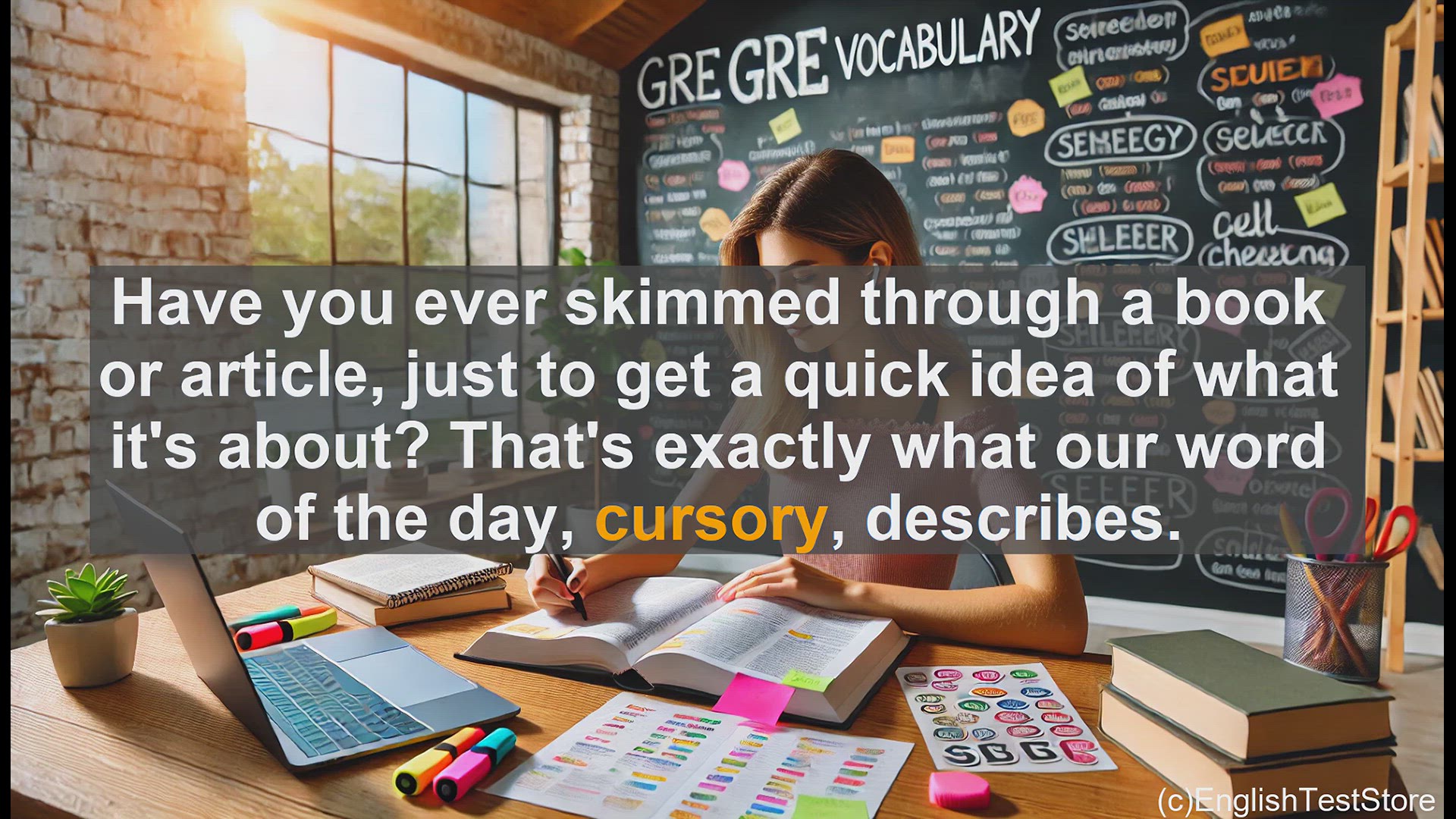 'Video thumbnail for GRE Vocabulary Lesson: Cursory - A Quick Look at This Useful Adjective'