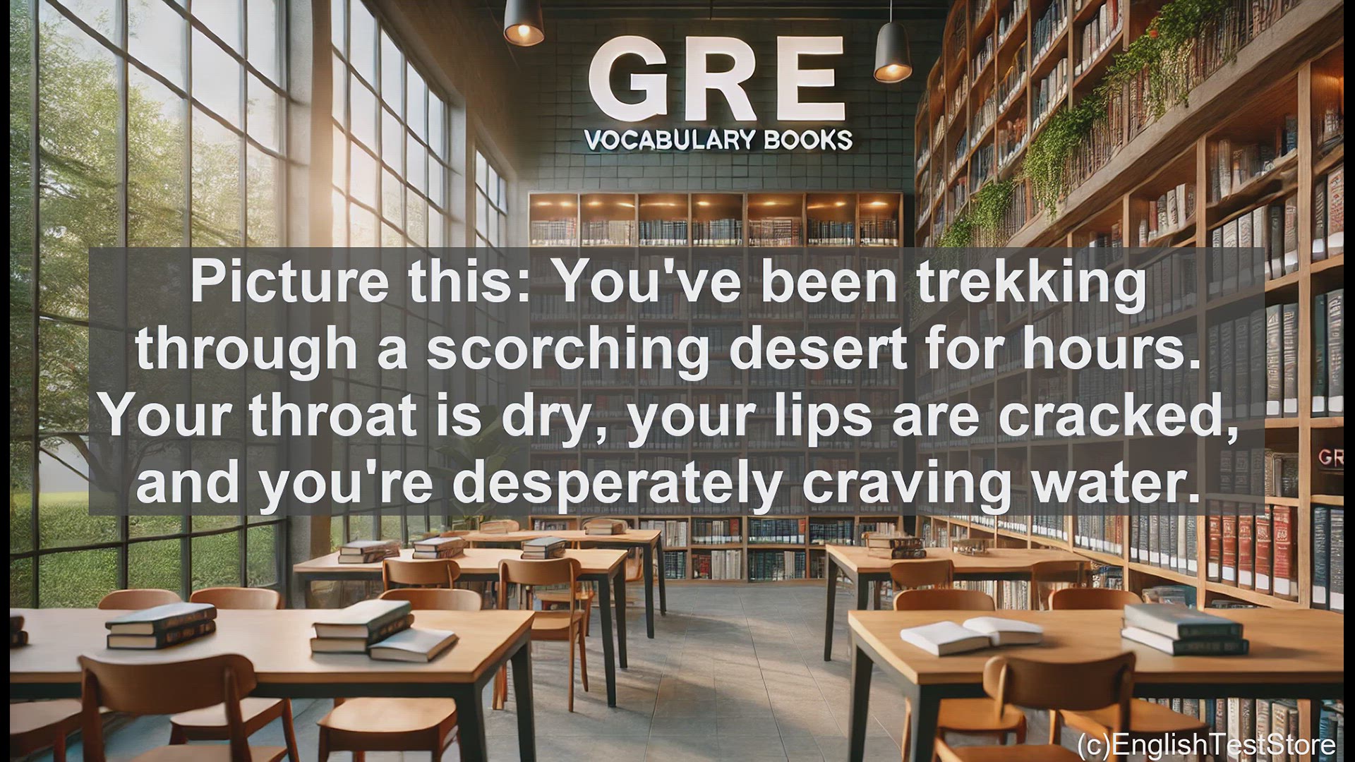'Video thumbnail for GRE Vocabulary Lesson: Quenching the Thirst - Exploring the Meaning of 'Parched''
