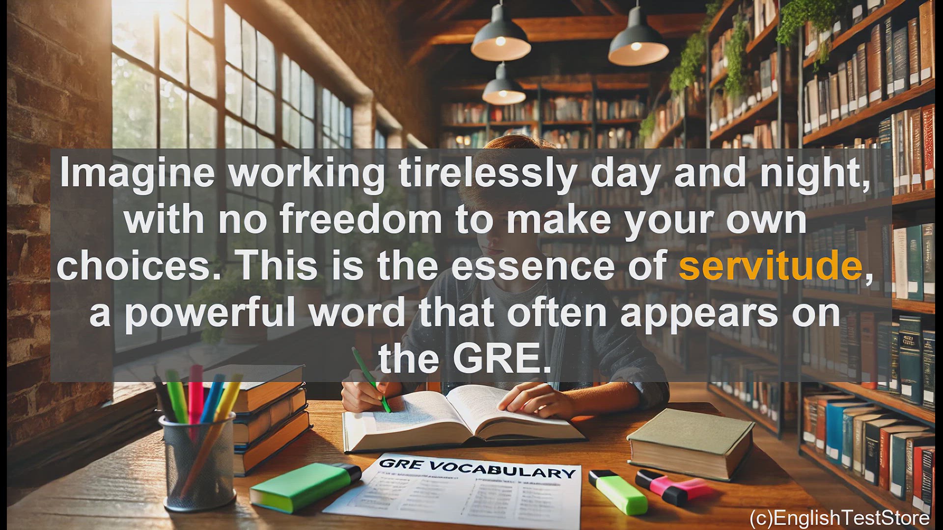 'Video thumbnail for GRE Vocabulary Lesson: Exploring the Meaning of Servitude'