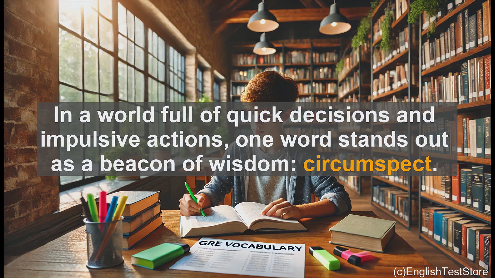'Video thumbnail for GRE Vocabulary Lesson: The Power of Circumspection - Navigating Life's Decisions with Care'