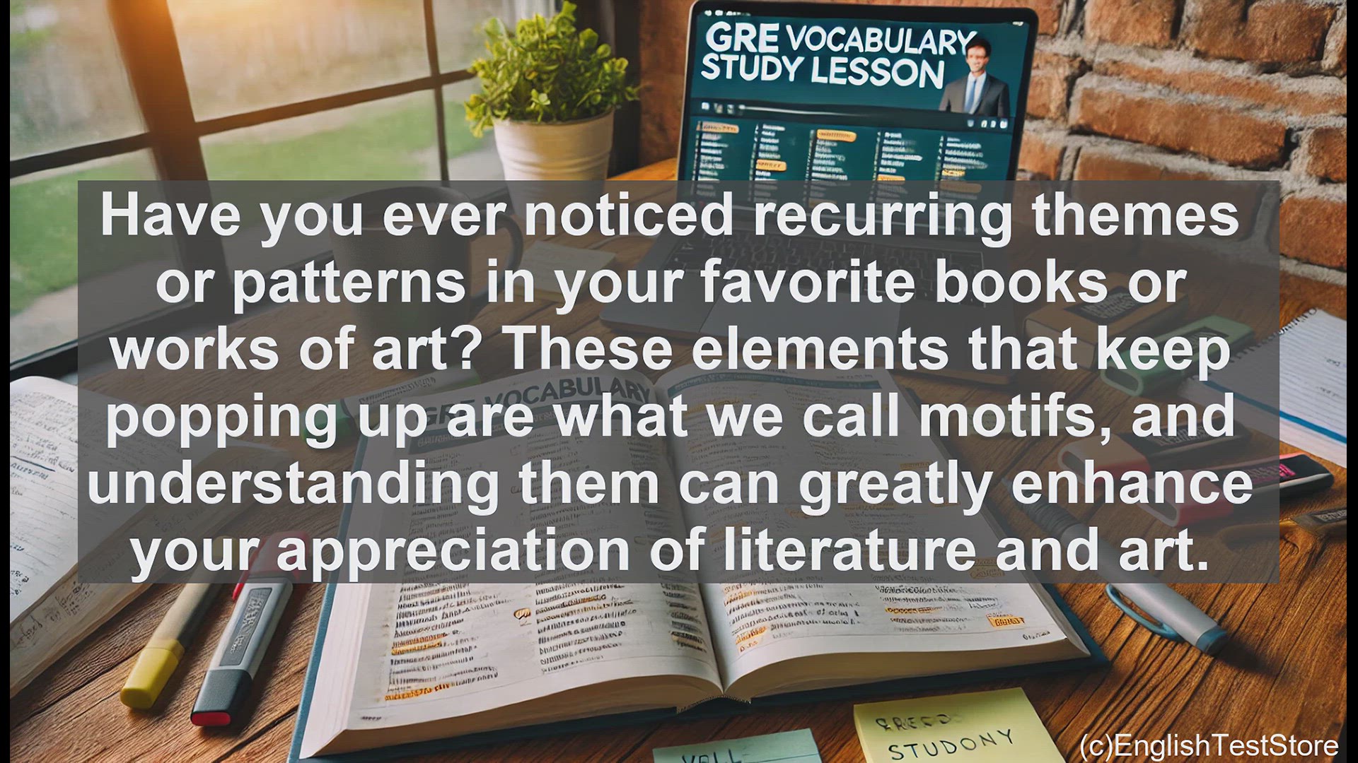 'Video thumbnail for GRE Vocabulary Lesson: Exploring the Concept of Motif in Literature and Art'