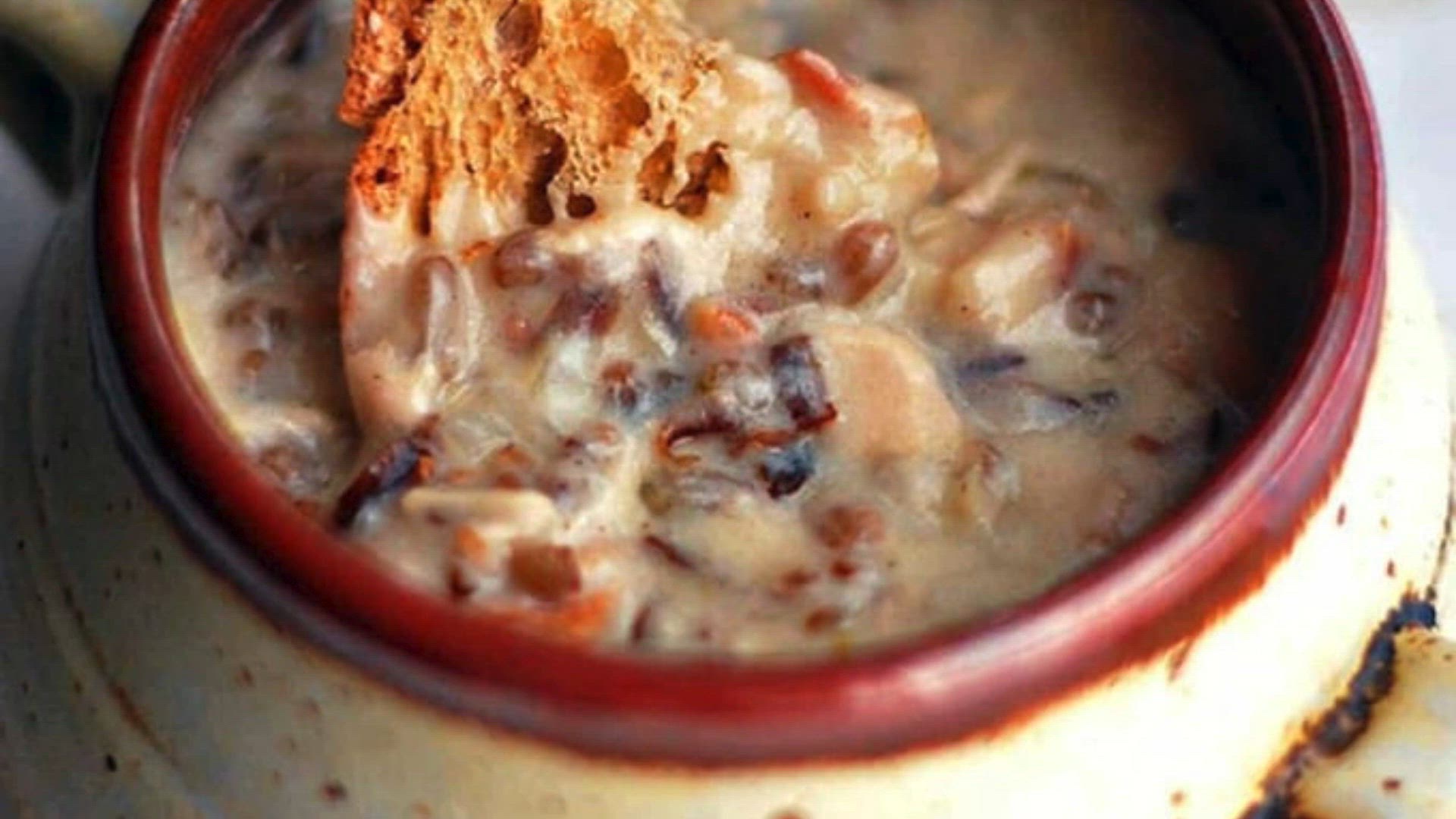 'Video thumbnail for Chicken Bacon Wild Rice Soup recipe'