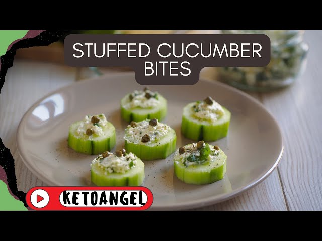 'Video thumbnail for Stuffed Cucumber Bites: A Refreshing and Easy Party Appetizer'