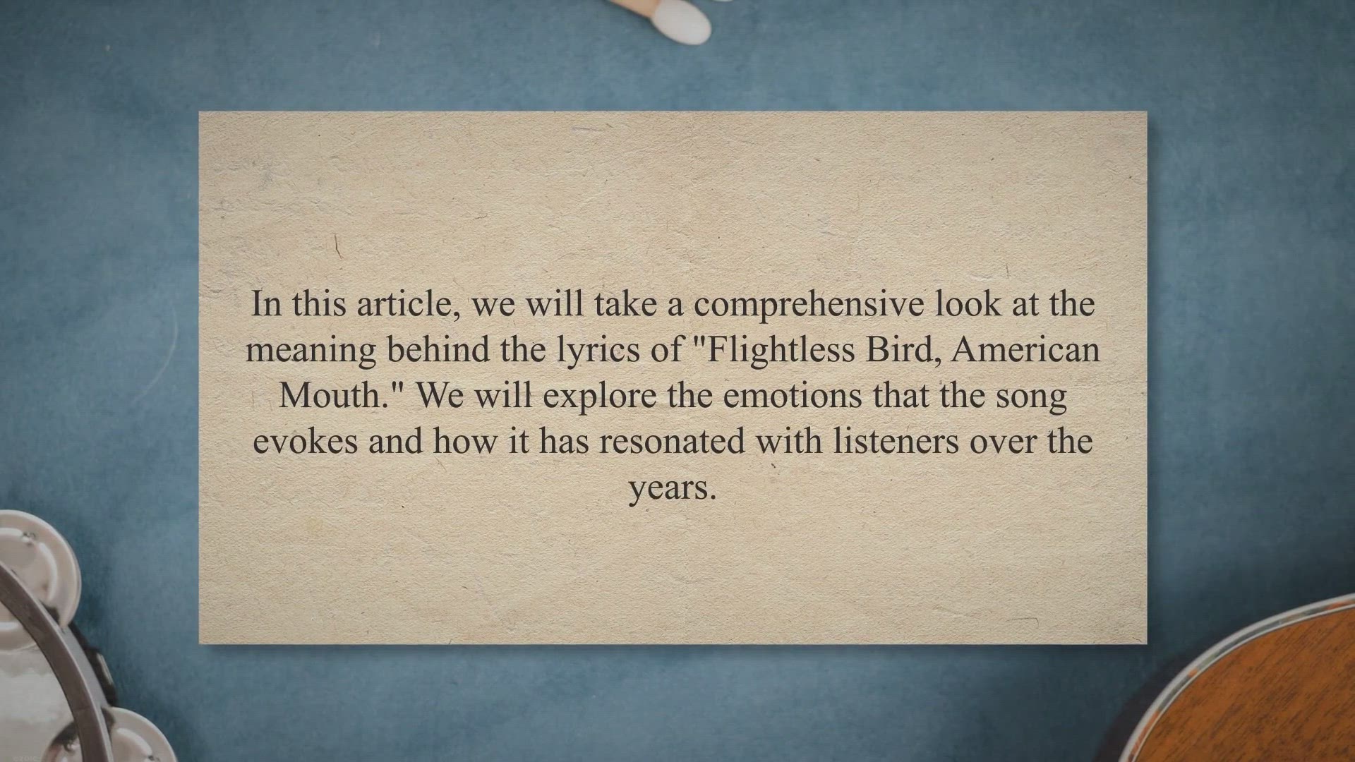 Video thumbnail for Unpacking the Emotionally Charged Lyrics of 'Flightless Bird, American Mouth' by Iron & Wine: A Comprehensive Analysis