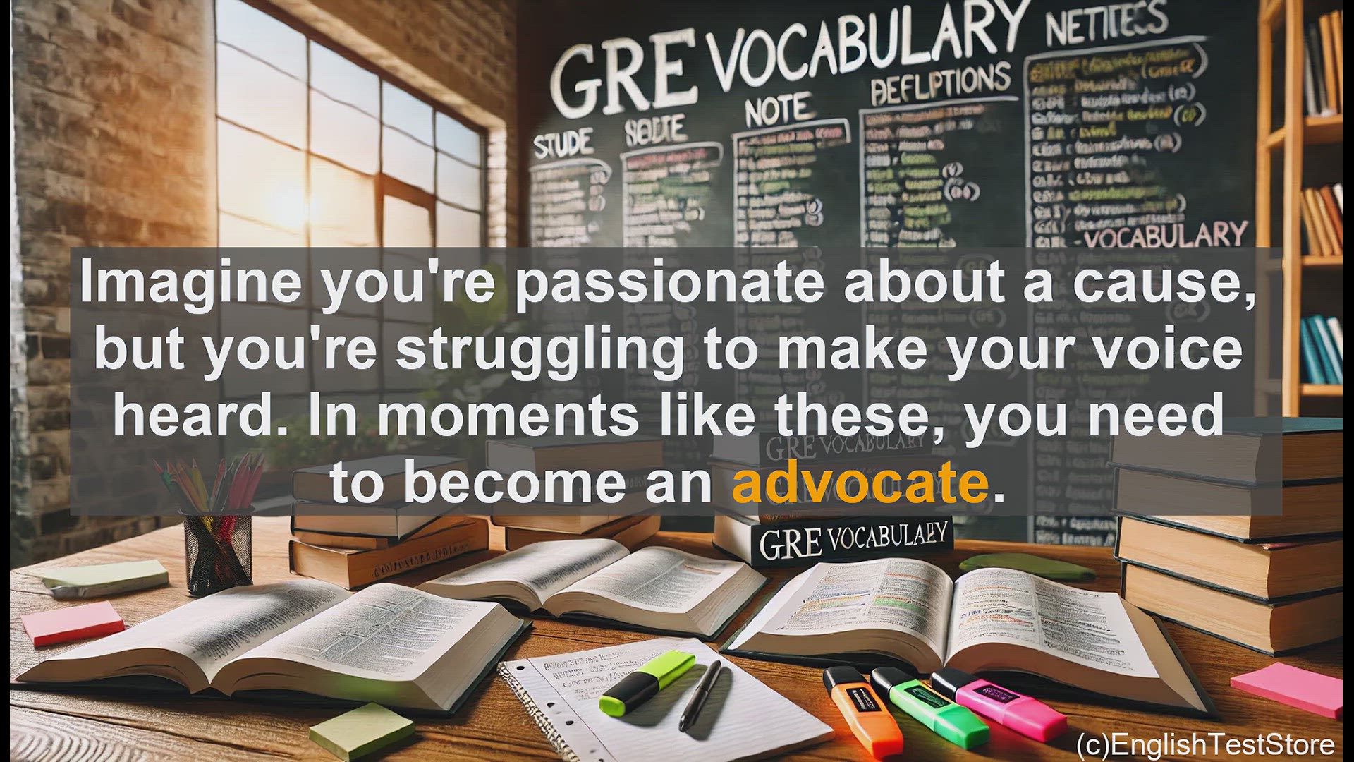 'Video thumbnail for GRE Vocabulary Lesson: Becoming an Advocate - Amplifying Your Voice for Change'