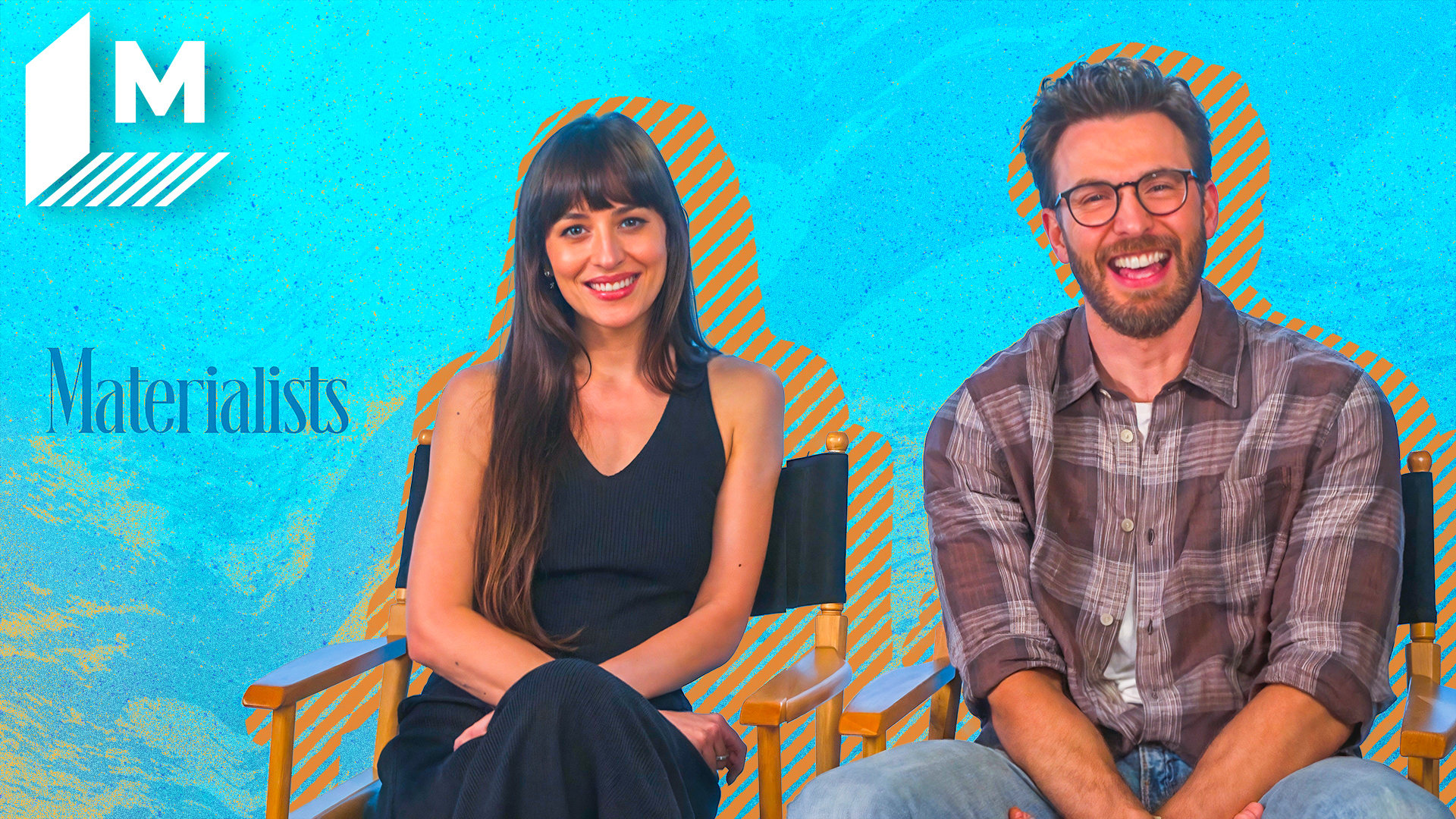 'Video thumbnail for Chris Evans and Dakota Johnson weigh in on 'Materialists' big street fight and their cocktails of choice'