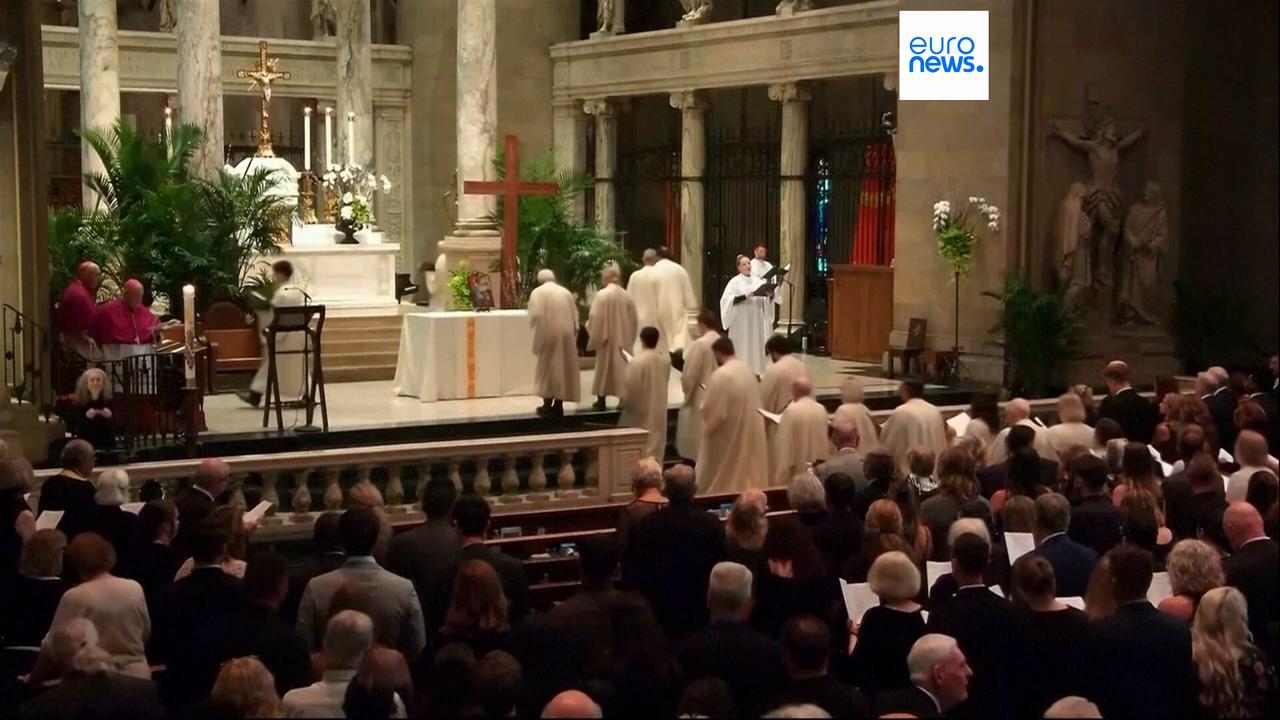 'Video thumbnail for Biden, Harris and Walz attend funeral for former Minnesota House Speaker Melissa Hortman'