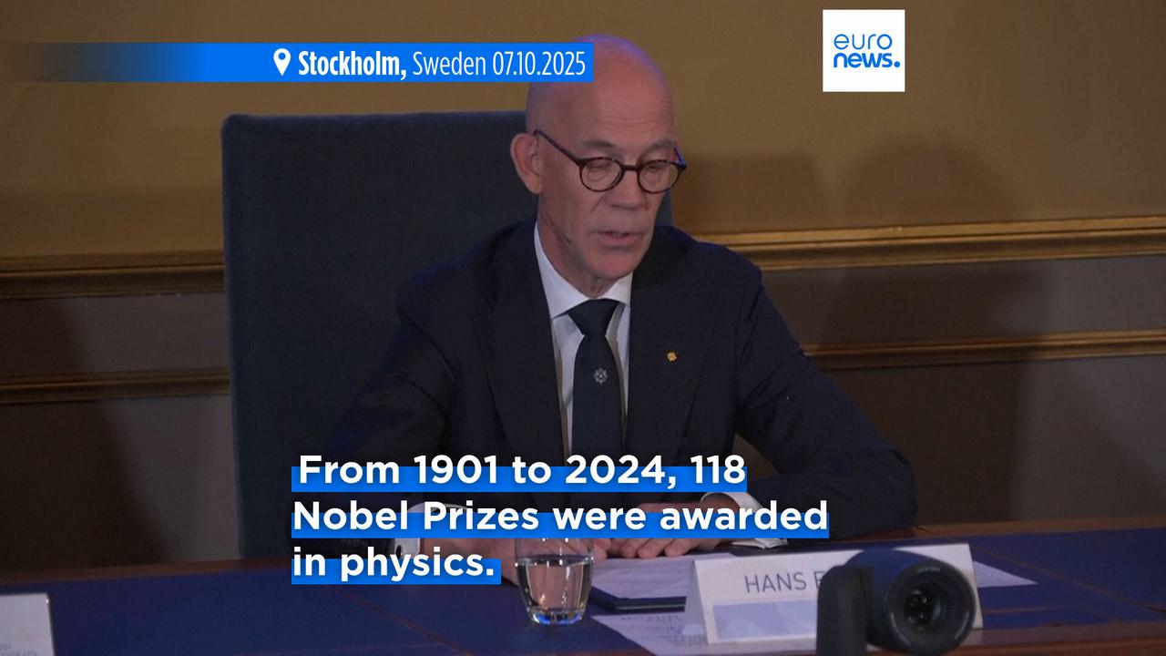 Video thumbnail for Three US-based scientists win Nobel Prize in physics for work on quantum mechanics