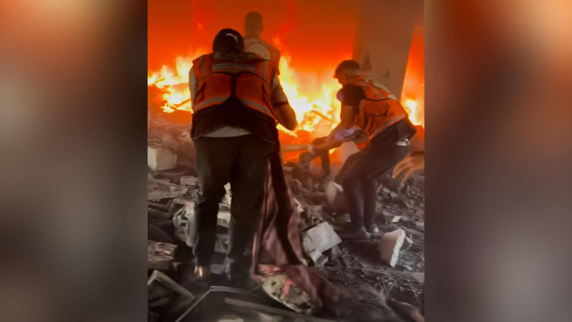 'Video thumbnail for Woman rescued from rubble and fire after Israeli strike in Gaza'