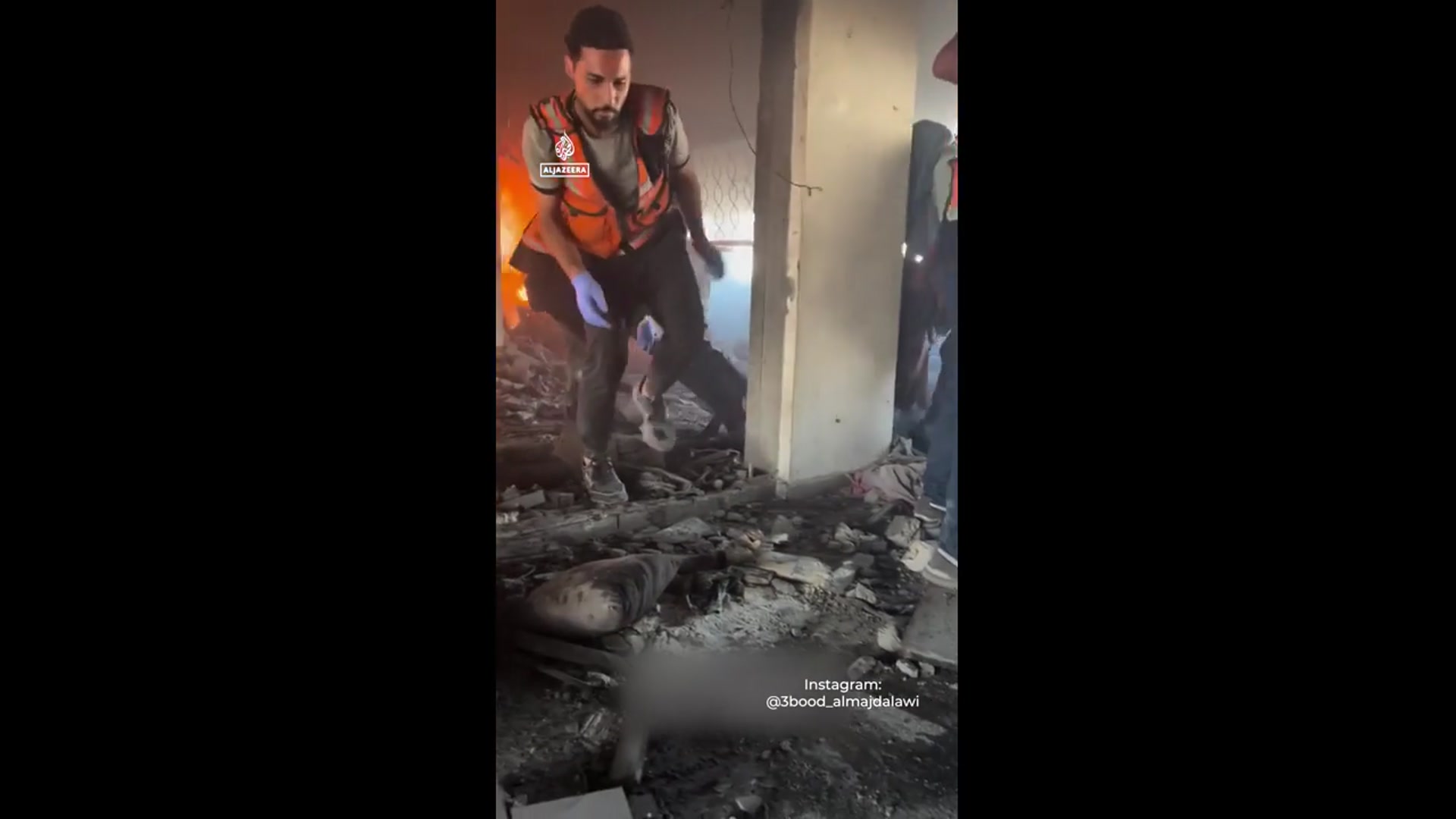 'Video thumbnail for Woman rescued from rubble and fire after Israeli strike in Gaza'