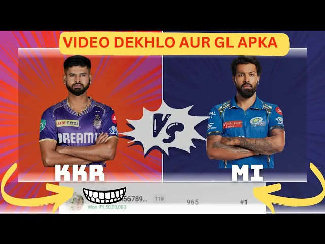 Video thumbnail for KKR vs MI Dream11 Prediction KKR vs MI Dream11 Team KKR vs MI Player Stats Playing 11 Injury Updates