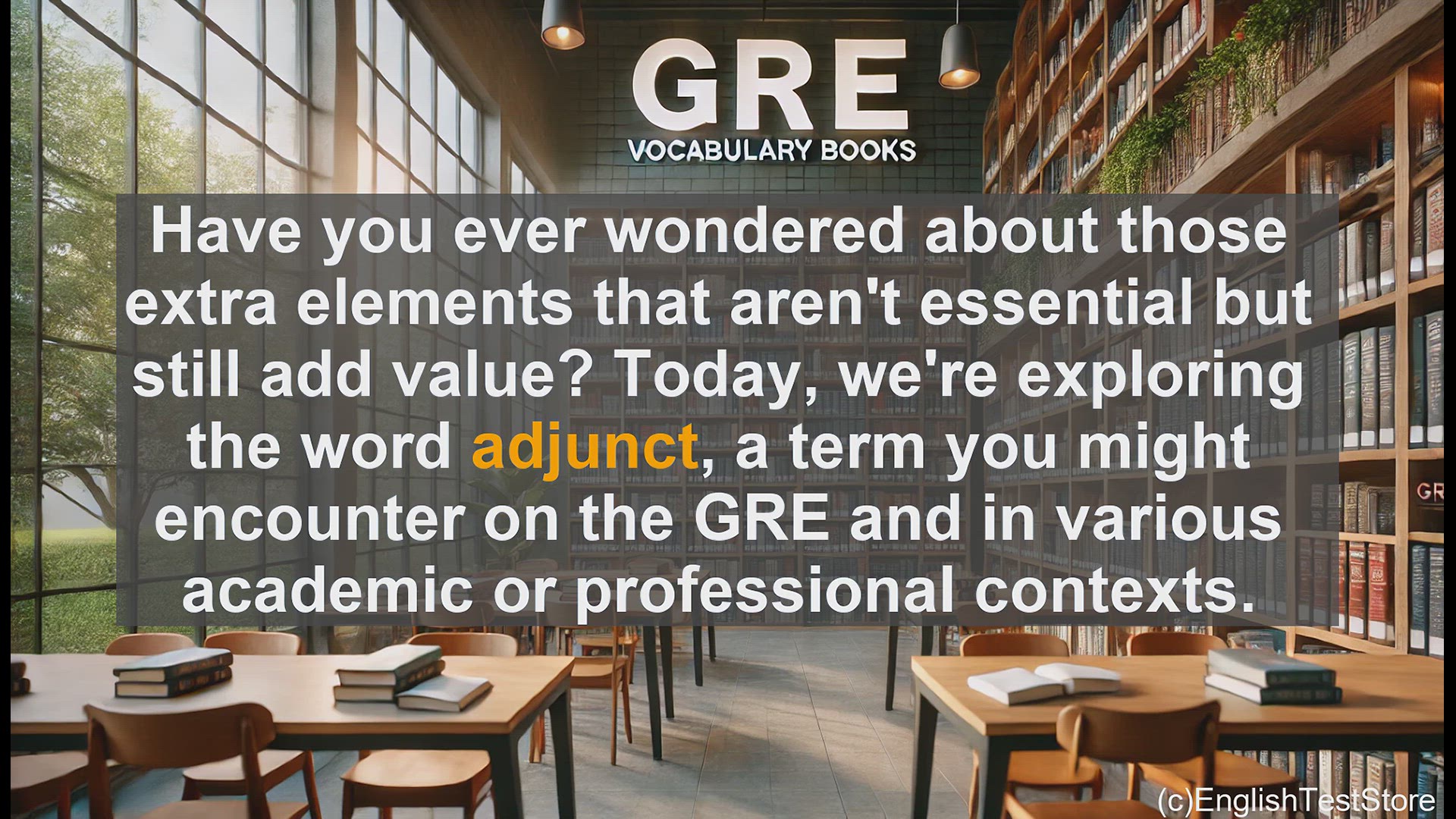 'Video thumbnail for GRE Vocabulary Lesson: Exploring the Meaning and Usage of 'Adjunct''