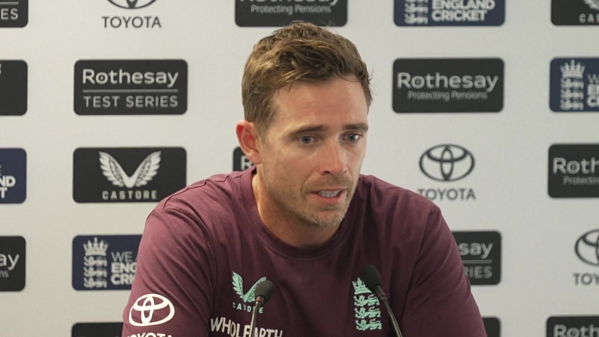 'Video thumbnail for 'A job to do tomorrow' - England coach Southee reflects on day one of first Test'