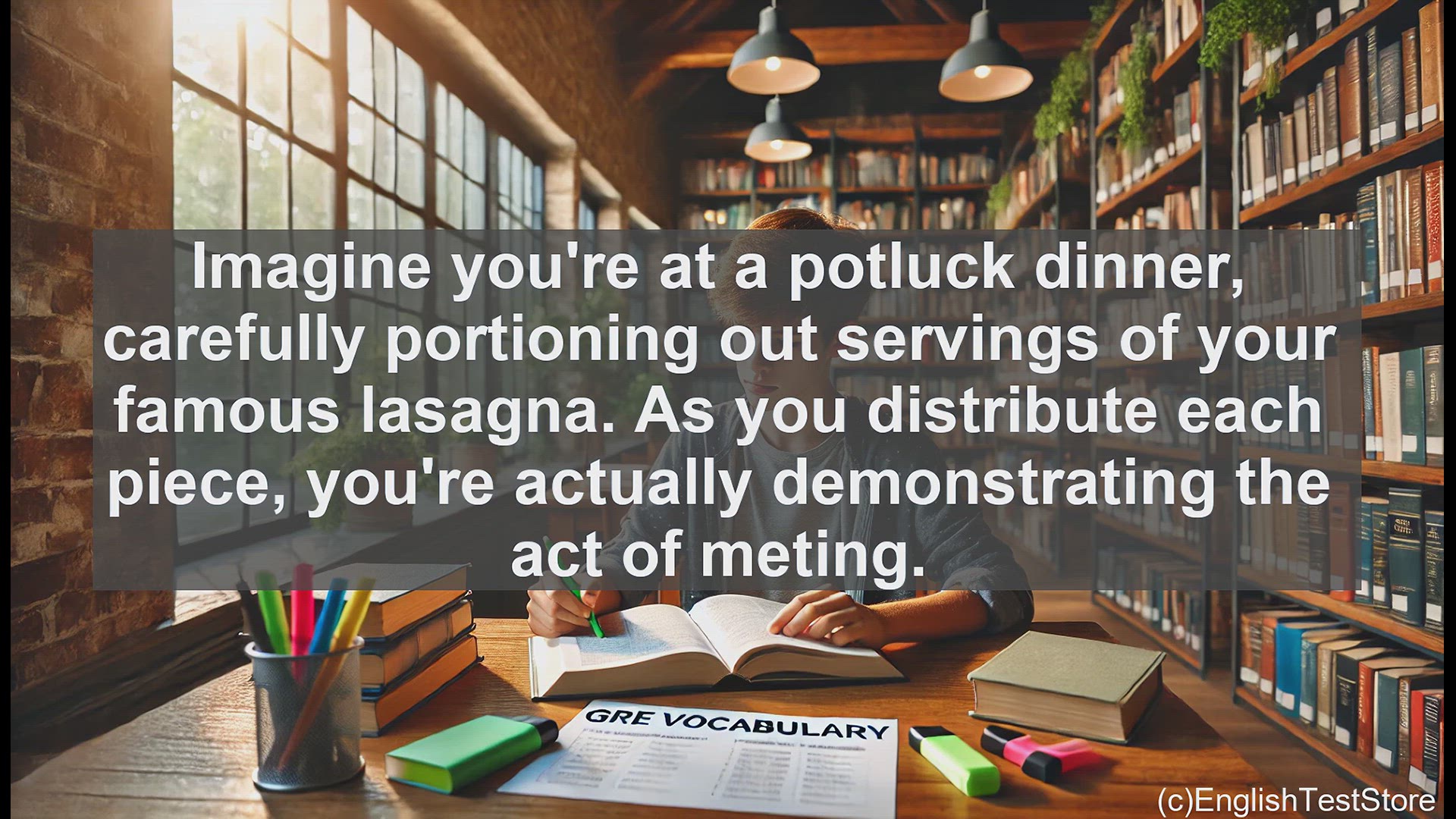 'Video thumbnail for GRE Vocabulary Lesson: Mete - Mastering the Art of Careful Distribution'
