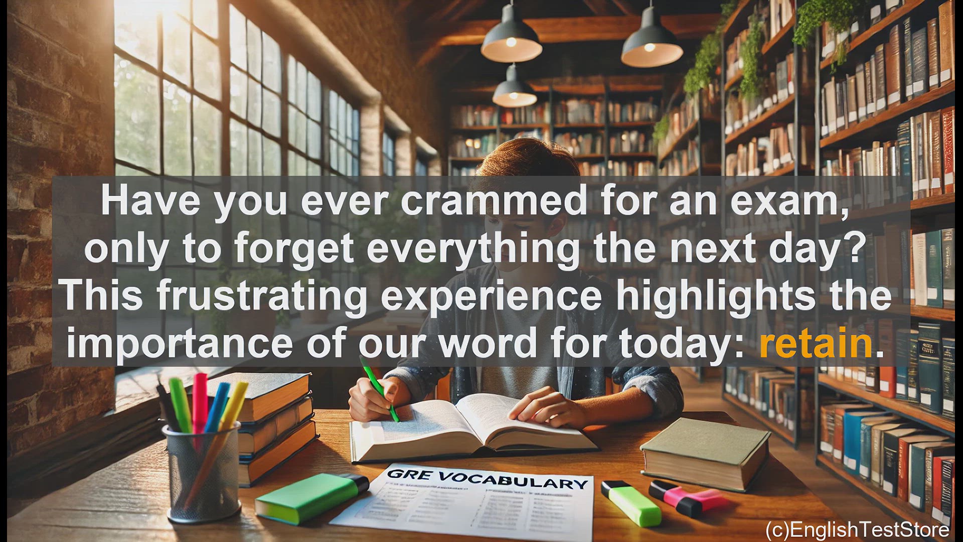 'Video thumbnail for GRE Vocabulary Lesson: Retaining Information - The Key to GRE Success'