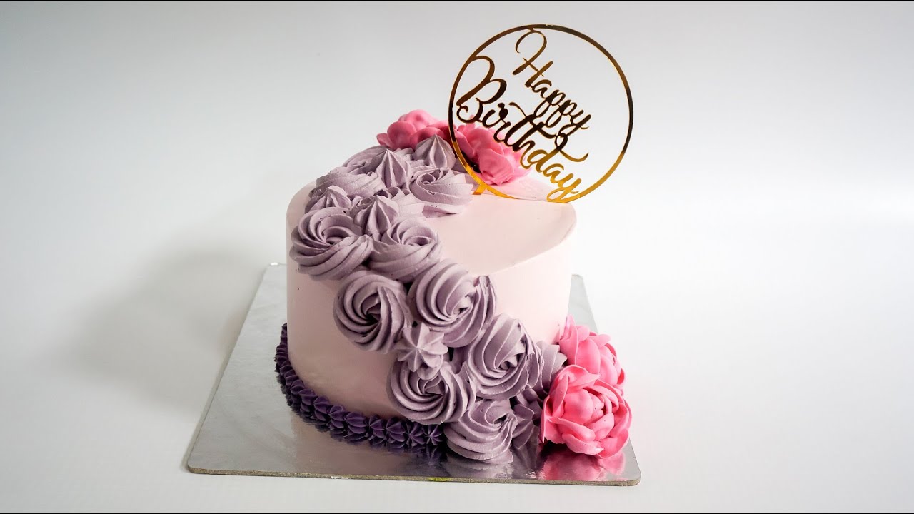 Video thumbnail for Beautiful Pink Flowers and Purple Birthday Cake
