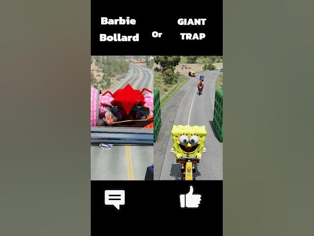 Video thumbnail for Barbie Bollard or GIANT TRAP #shorts #beamngdrive #satisfying