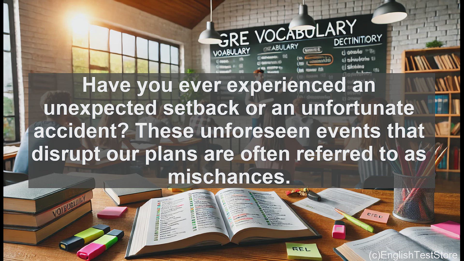 'Video thumbnail for GRE Vocabulary Lesson: Exploring the Word 'Mischance' - Navigating Unexpected Setbacks'