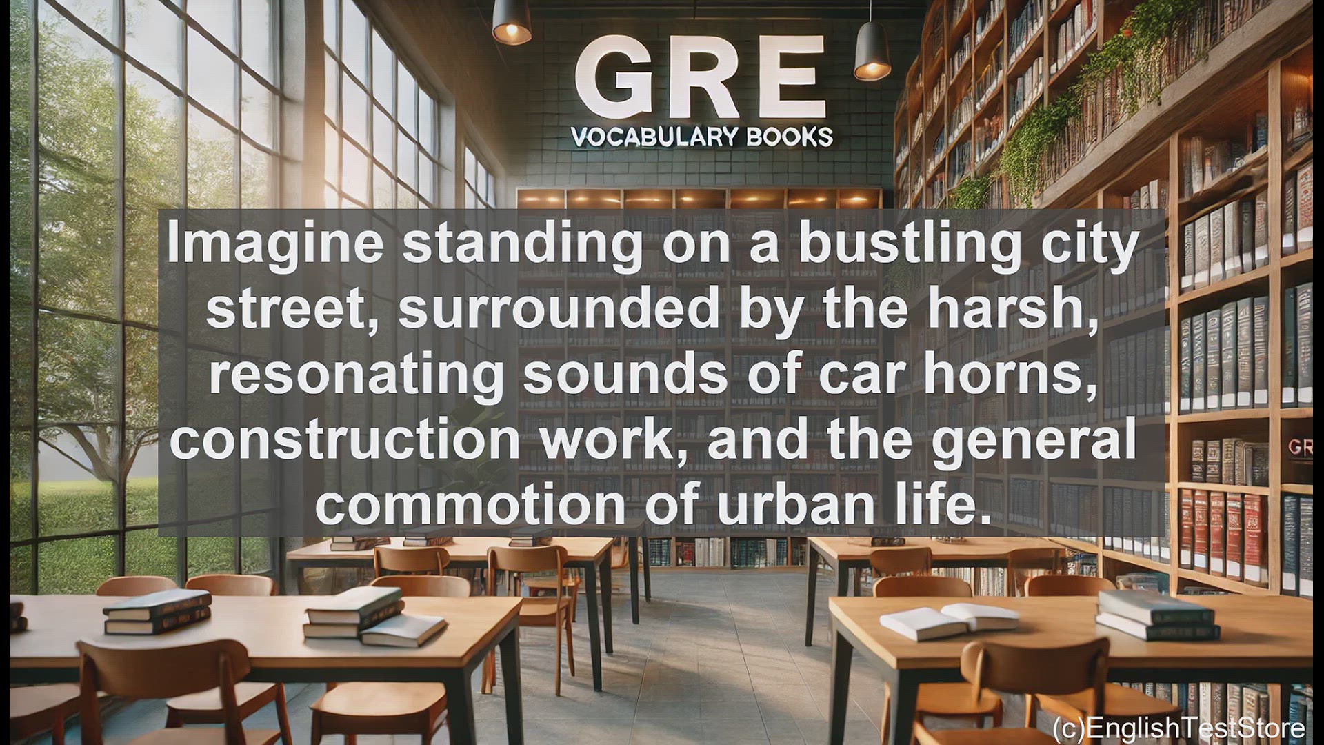 'Video thumbnail for GRE Vocabulary Lesson: The Resonant Sounds of Urban Life - Exploring Clangor'