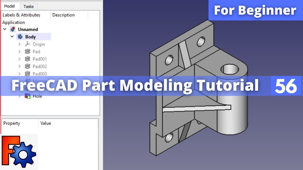 'Video thumbnail for FreeCAD Part Modeling Tutorial 56 | FreeCAD Tutorial | FreeCAD Part Design | Mechnexus |'