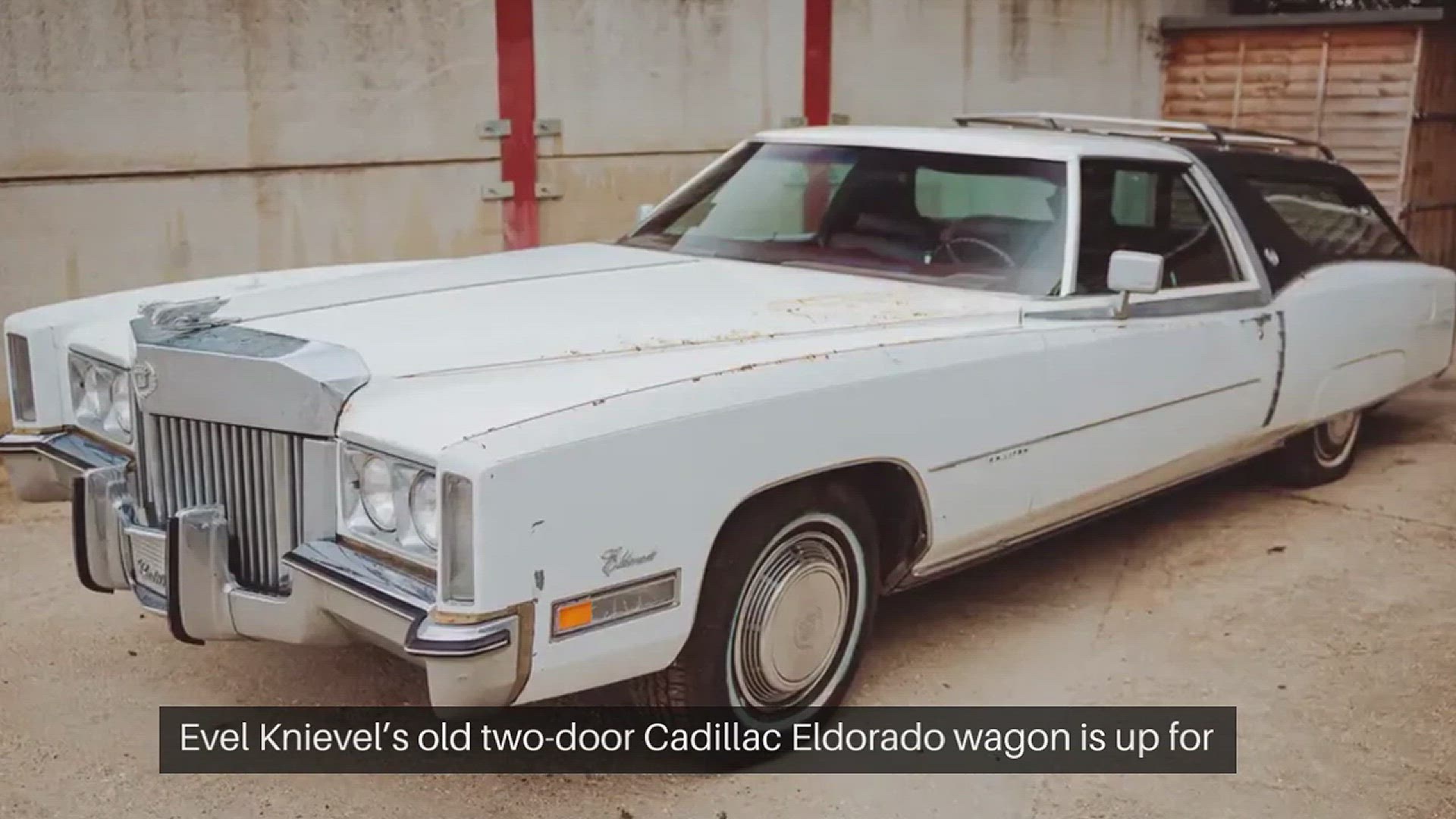 'Video thumbnail for Evel Knievel’s old two-door Cadillac Eldorado wagon is up for auction in the UK'