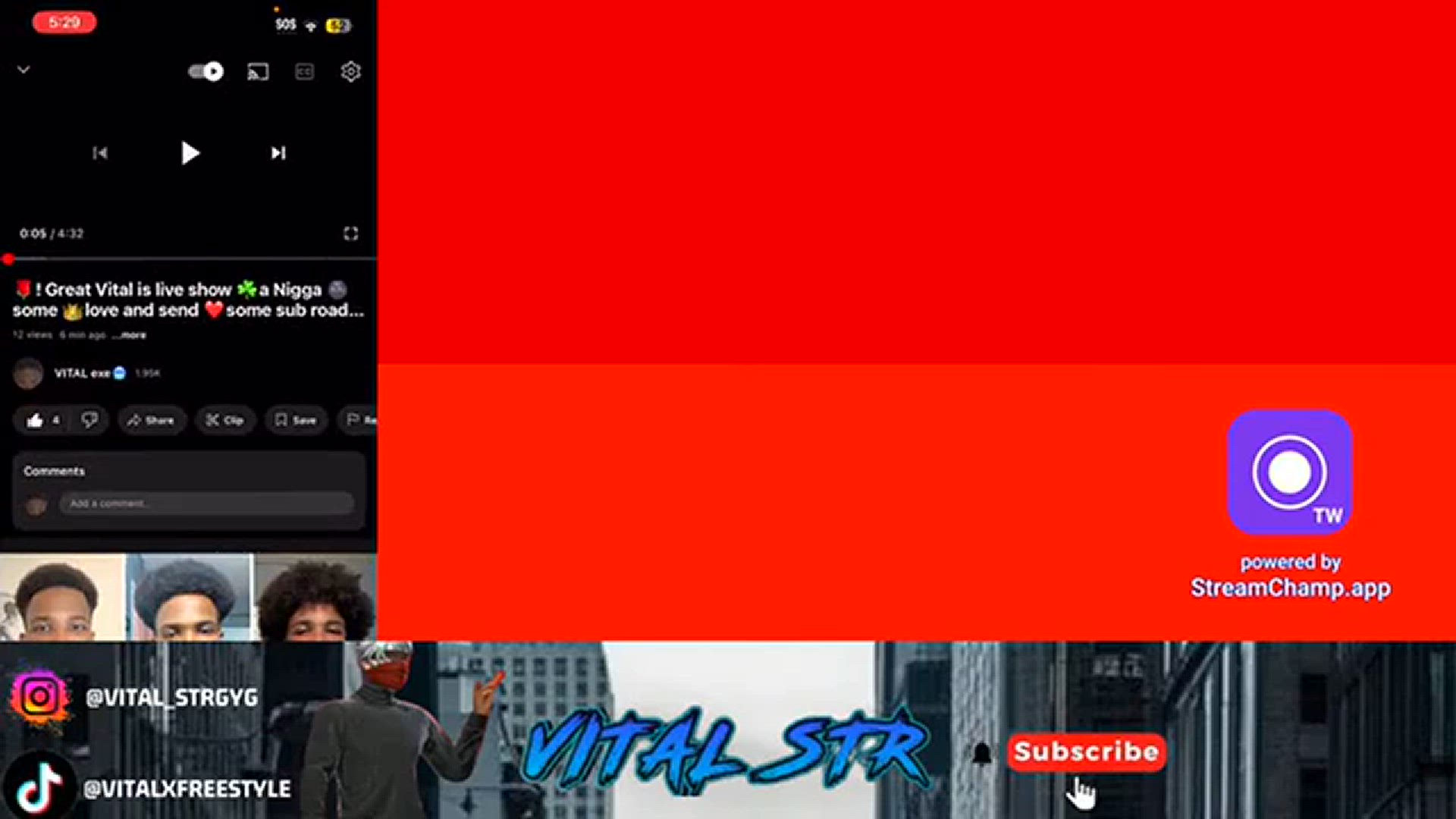 Video thumbnail for 🌹! Great Vital is live show ☘️a Nigga 🌚some 👑love and send ❤️some sub road to 2k👍🏻