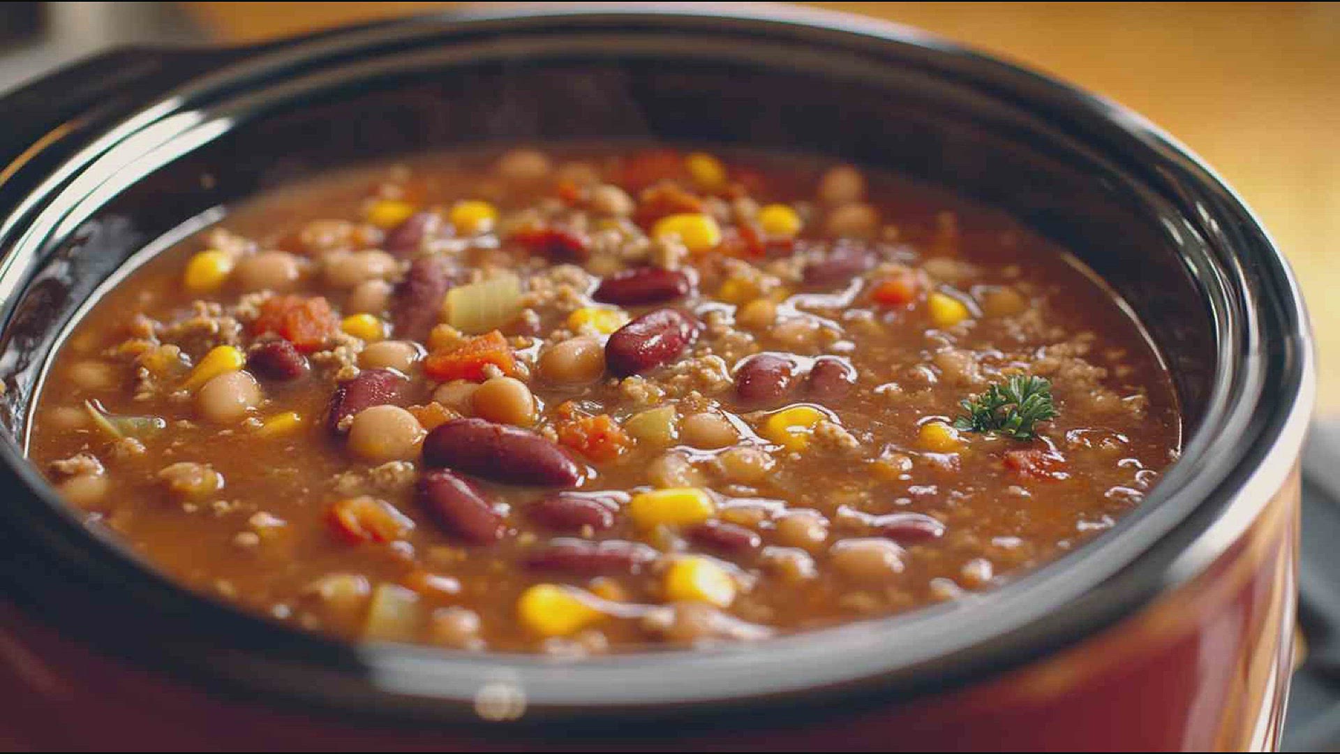 'Video thumbnail for Easy Crock Pot Three-Bean Soup'