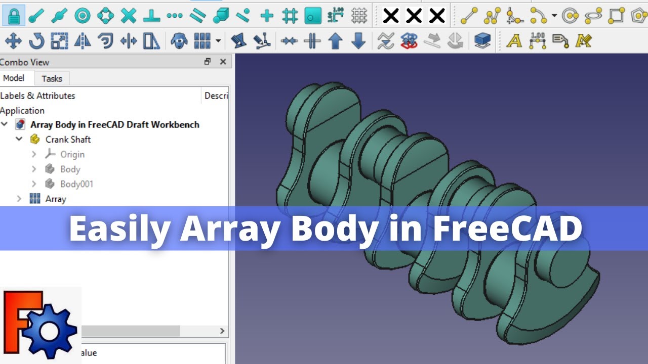 'Video thumbnail for Easily Array Body in FreeCAD | FreeCAD Tutorial | FreeCAD Array | FreeCAD Draft Workbench |'