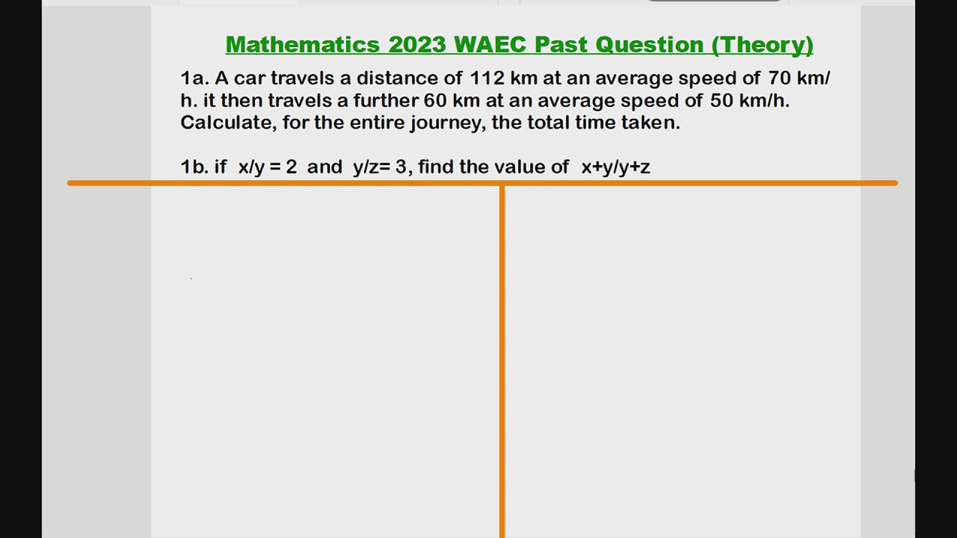 'Video thumbnail for Mathematics 2023 WAEC Past Question (Theory)'
