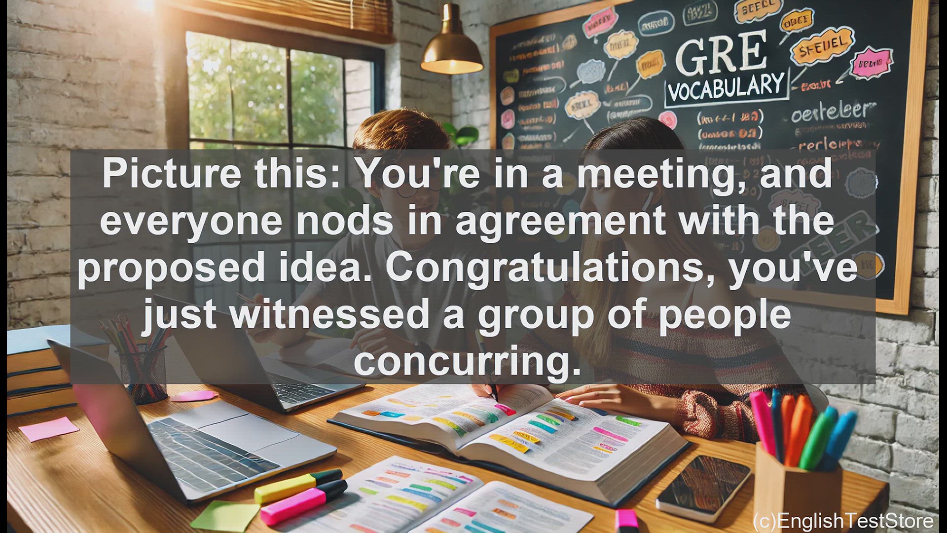 'Video thumbnail for GRE Vocabulary Lesson: Mastering the Meaning of 'Concur' for the GRE'