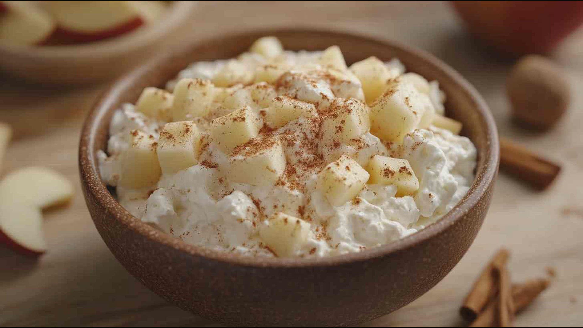 'Video thumbnail for Chopped Apple with Cottage Cheese and Cinnamon'