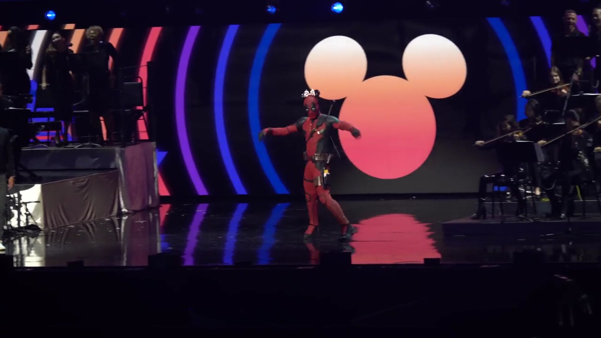 'Video thumbnail for Deadpool Roasts Disney Chairman, Presents Ride Ideas at D23'