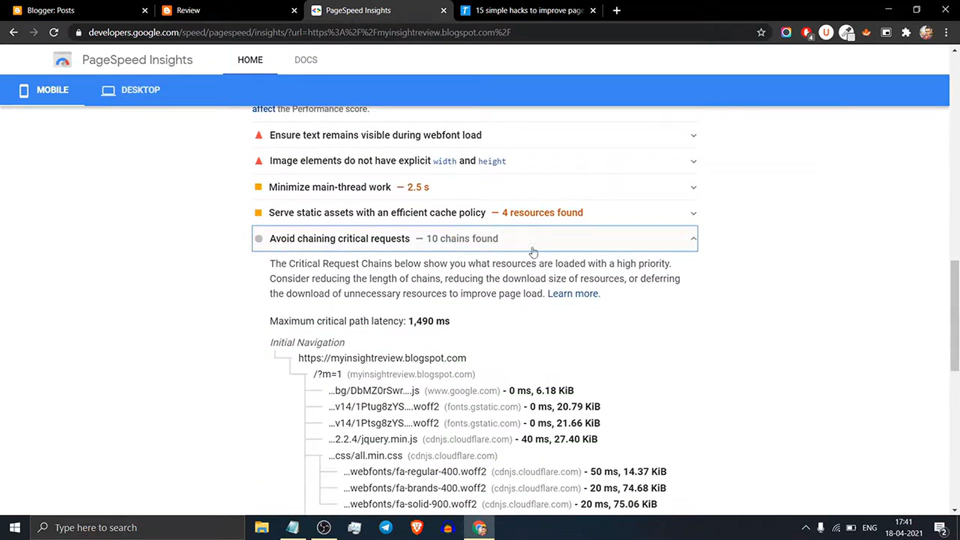 'Video thumbnail for How to Fix Avoid Chain Critical Request in Blogger _ Implement DNS prefetch _ Improve page speed'