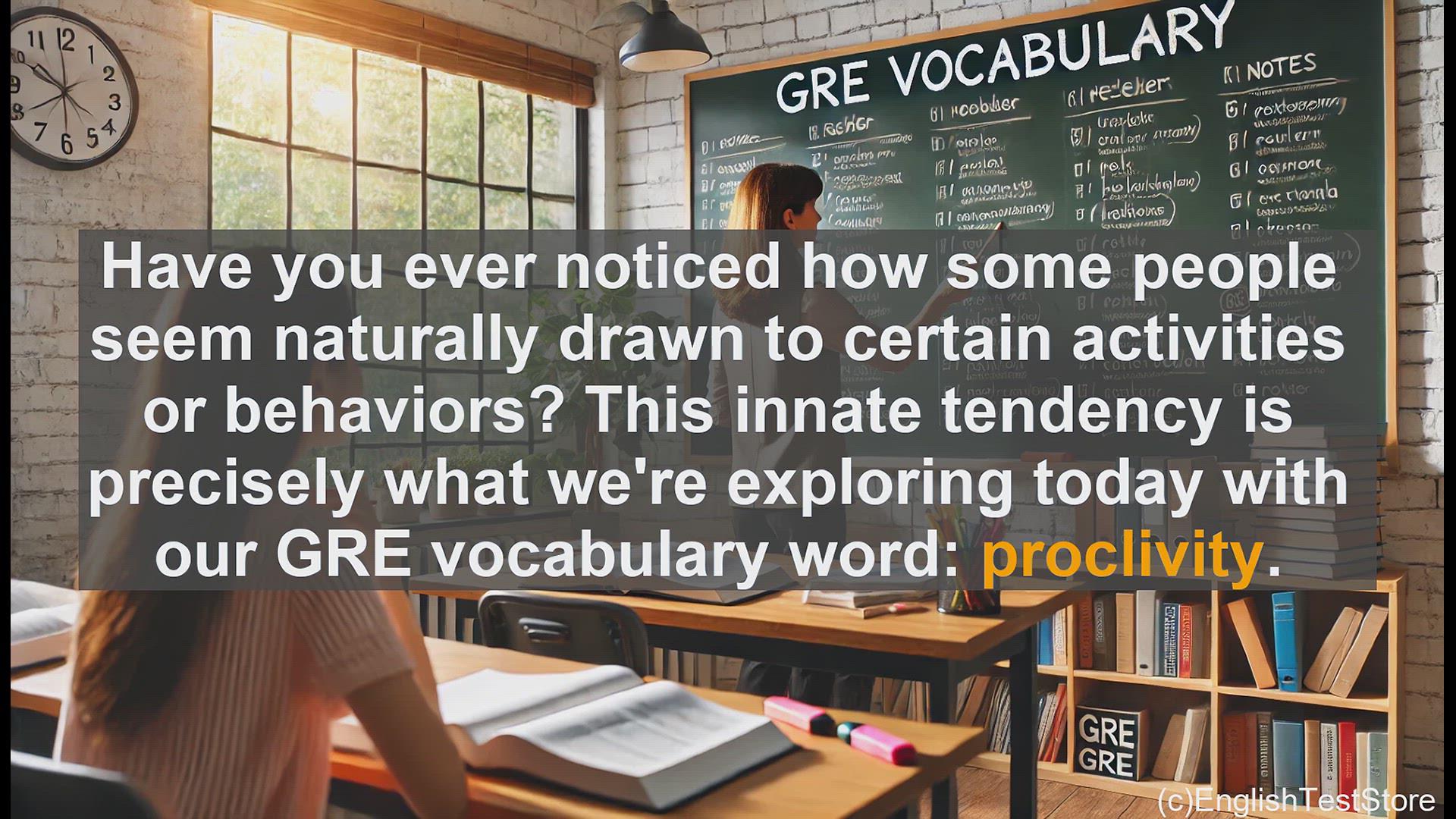 'Video thumbnail for GRE Vocabulary Lesson: Exploring Proclivity - Your Natural Inclinations'