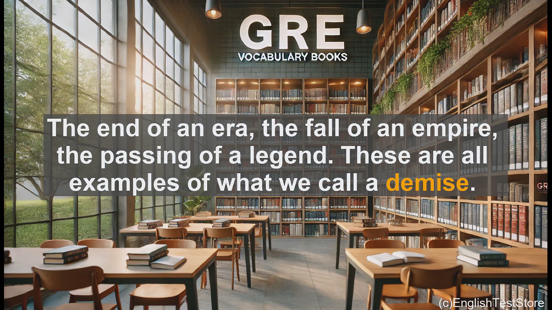 'Video thumbnail for GRE Vocabulary Lesson: The Demise of an Era - Exploring the Powerful Word'