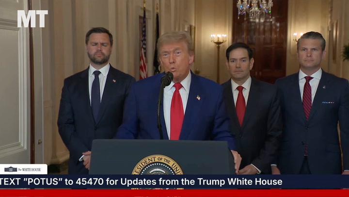 'Video thumbnail for Trump says U.S. strikes on Iranian nuclear facilities "a spectacular military success"'