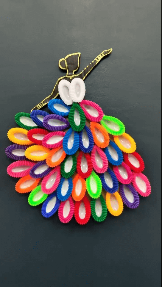 Video thumbnail for How I Created a DIY Doll with a Hairband Dress Using Plastic Spoons and Cardboard