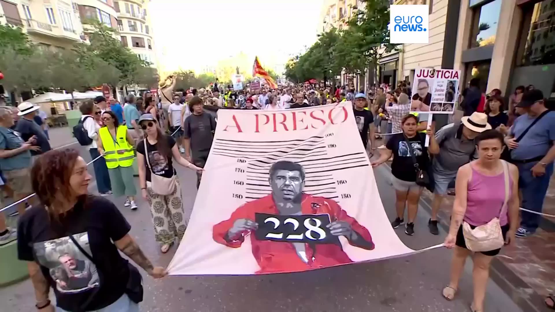 'Video thumbnail for Protesters demand regional government resigns months after deadly Valencia floods'