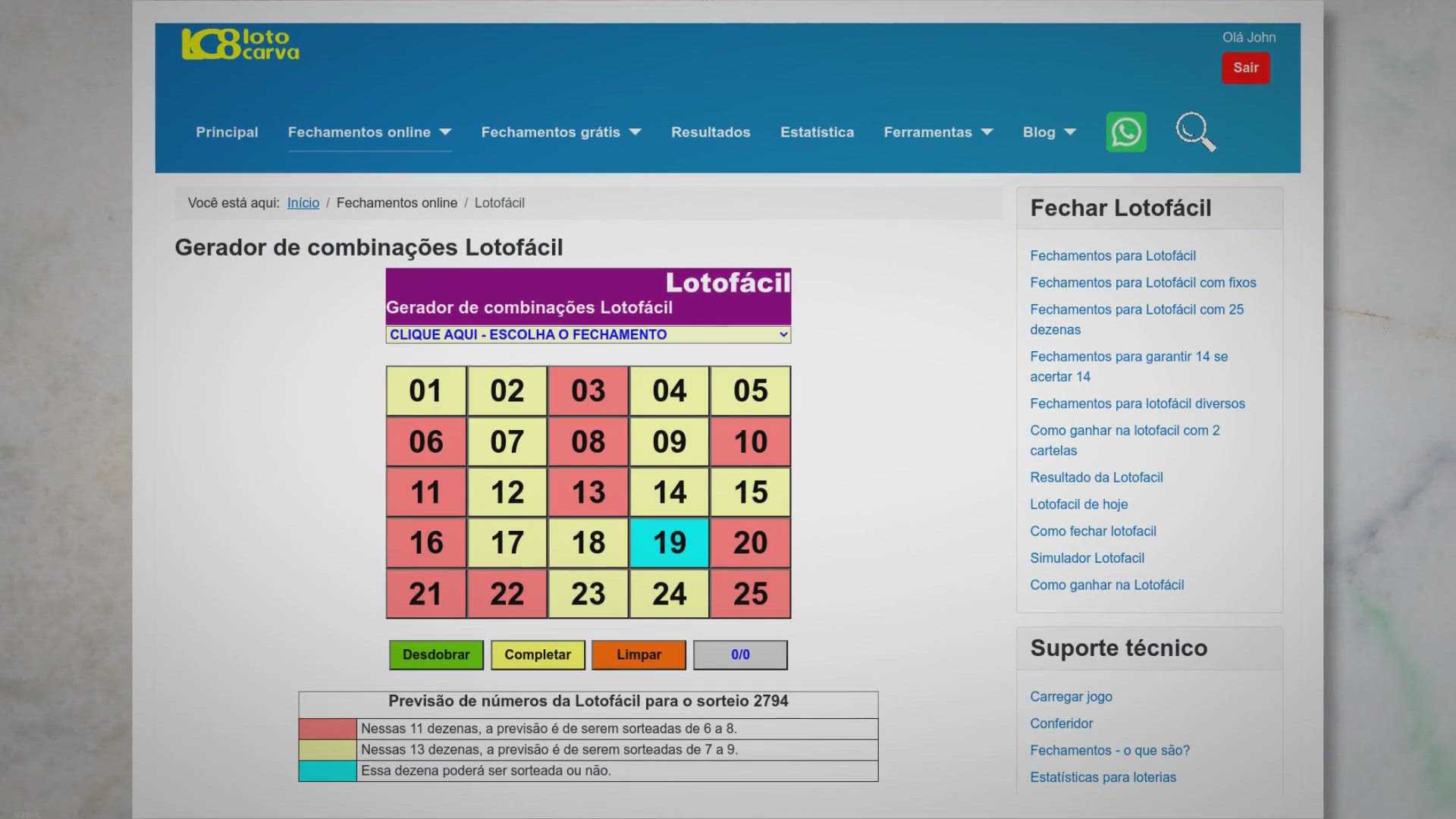 Video thumbnail for Lotofacil - fechamentos | online com poucas combinações