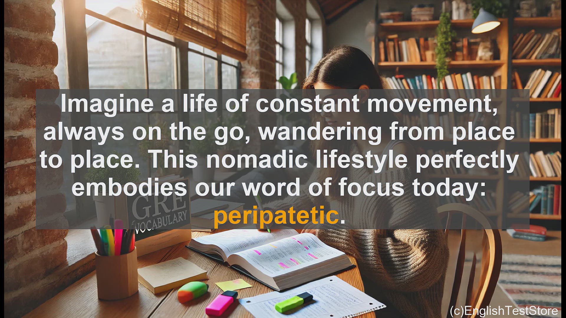 'Video thumbnail for GRE Vocabulary Lesson: The Wandering Life - Exploring the Meaning of Peripatetic'