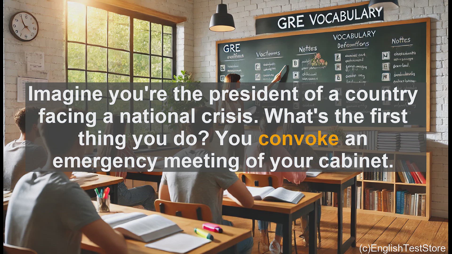 'Video thumbnail for GRE Vocabulary Lesson: Convoking a Crisis Response - The Power of Summoning a Meeting'