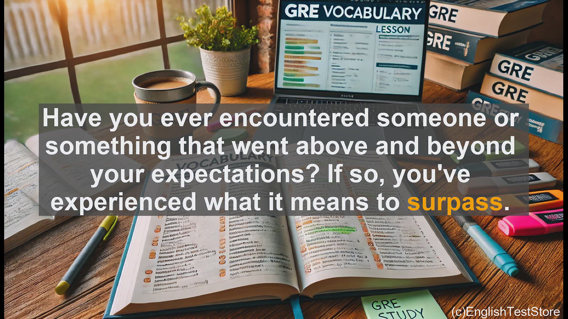 'Video thumbnail for GRE Vocabulary Lesson: Surpassing Expectations - Mastering the Powerful Verb'